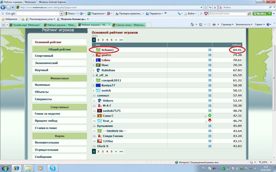 2011-03-14 01:33:17: И такой результат был по итогам недели